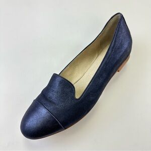 Joseph Seibel navy metallic slip on loafer size 41 ballet flat leather Cap toe